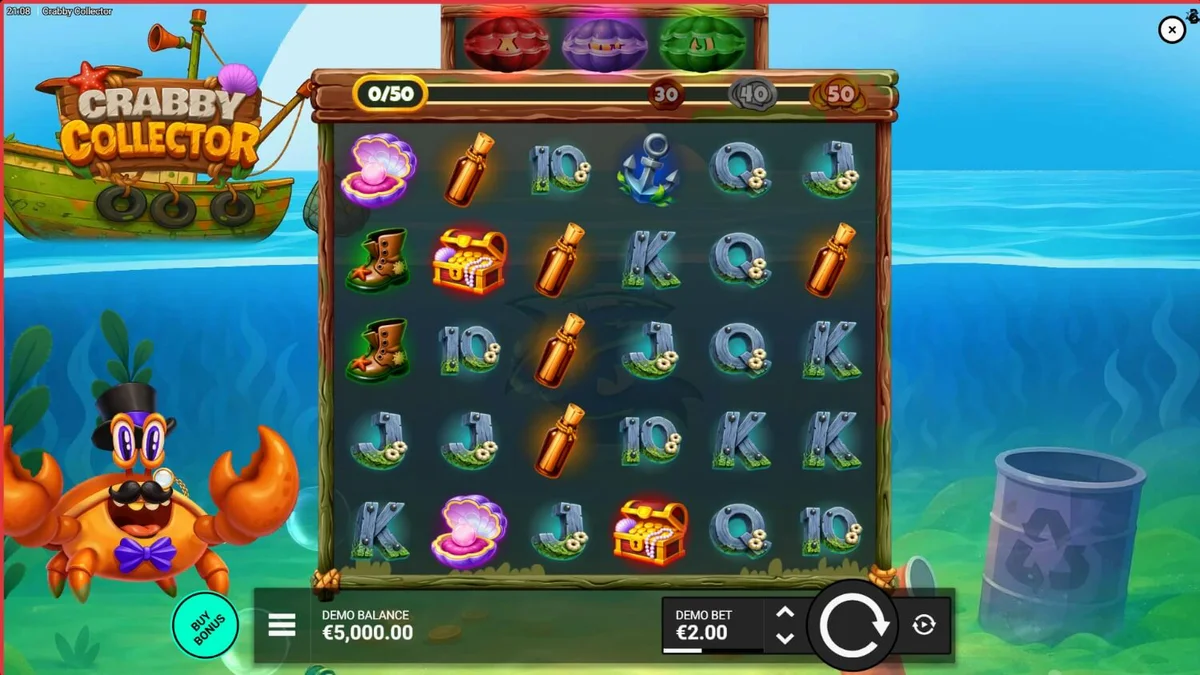 Interface do jogo Crabby Collector em um dispositivo móvel mostrando o caranguejo elegante