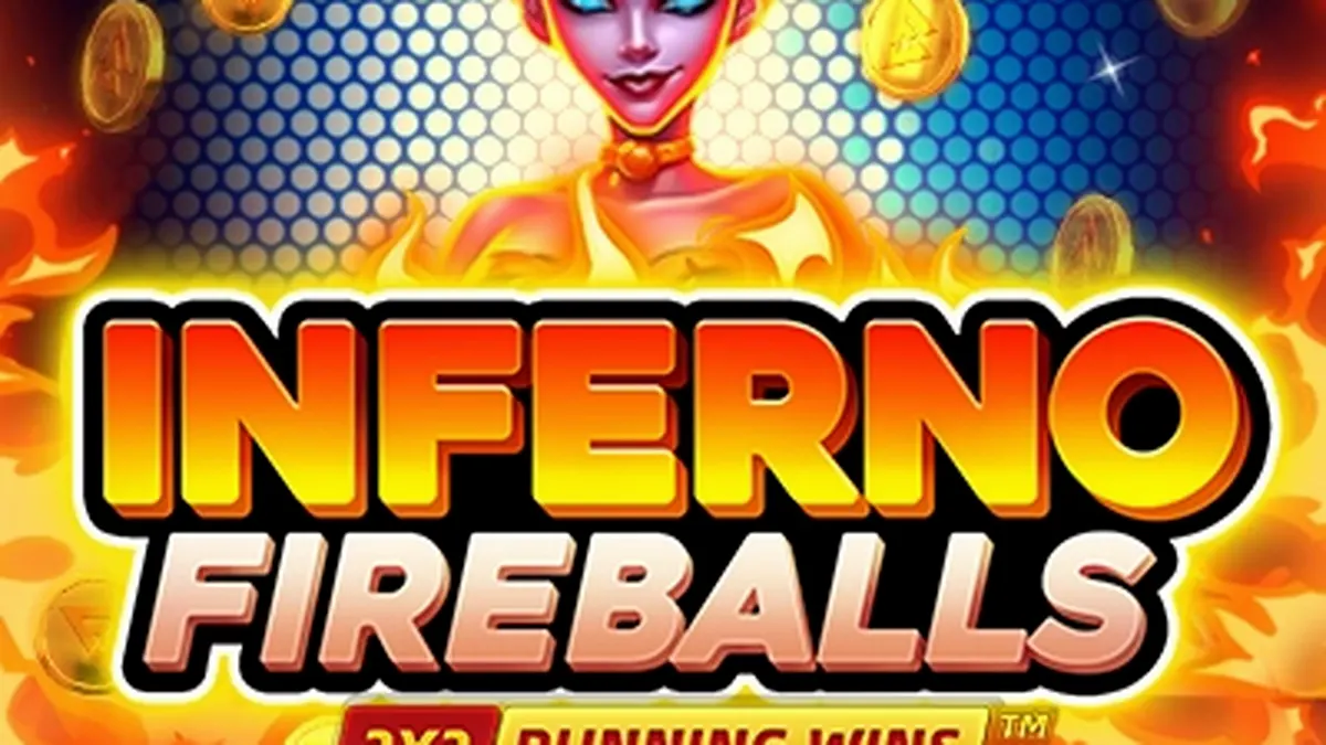 Interface do jogo de slot Inferno Fireballs com elementos visuais de fogo